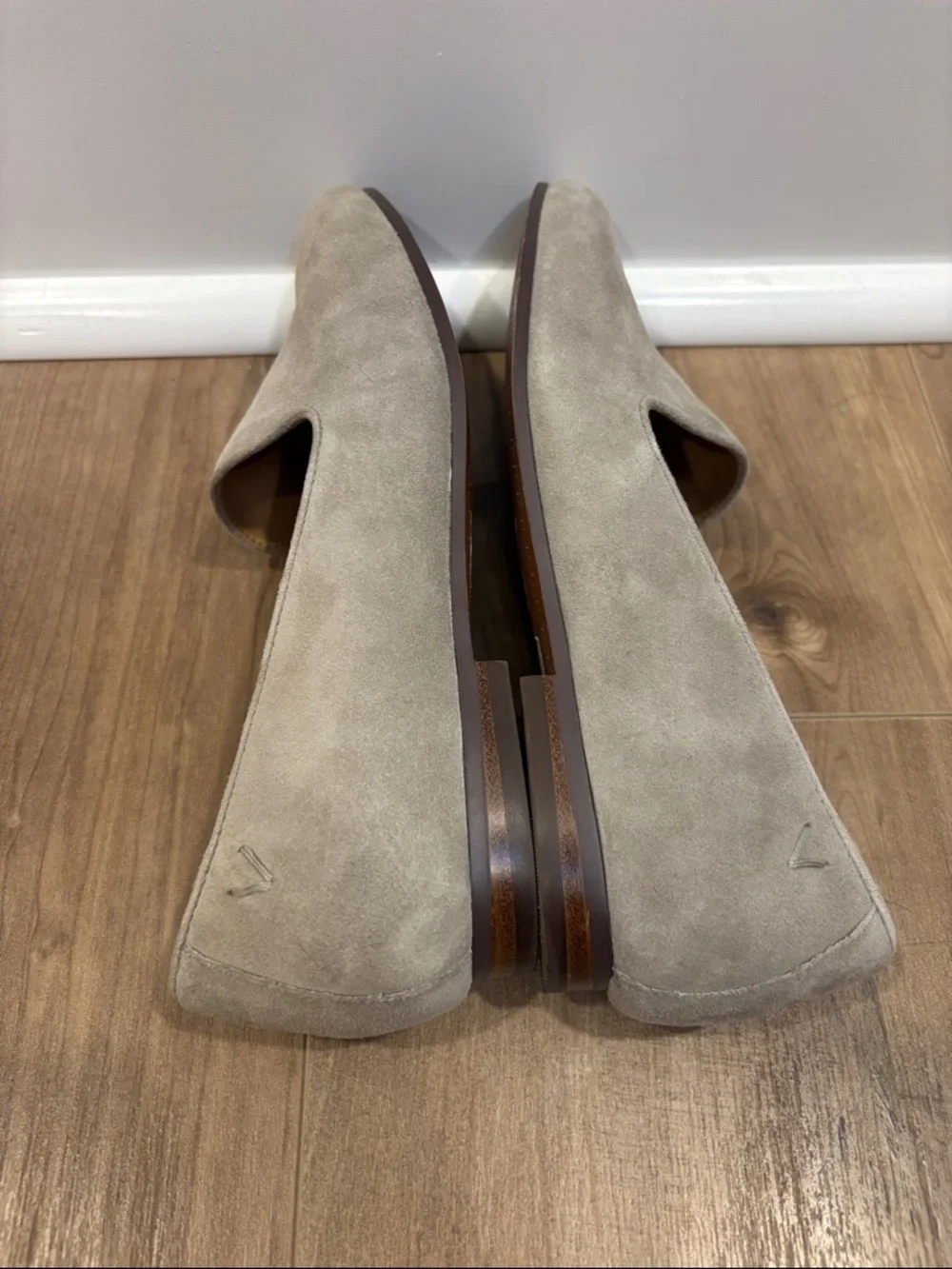 Vionic Suede Taupe Pointed Toe Flat Loafer
